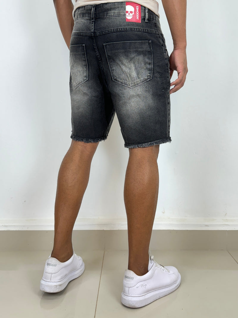 Bermuda Jeans Preta Skull - Jay Jones