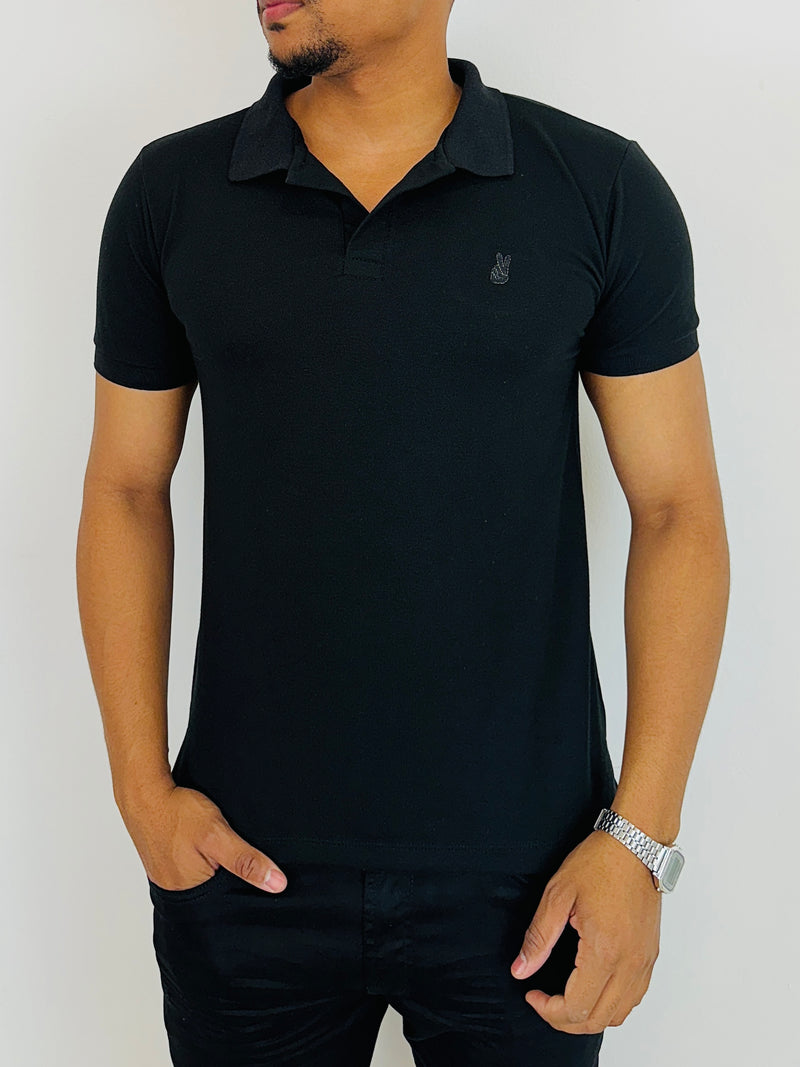 Camisa Polo Bordada Preta - Vip