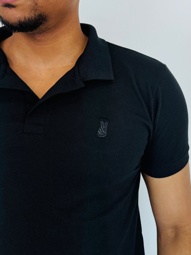 Camisa Polo Bordada Preta - Vip