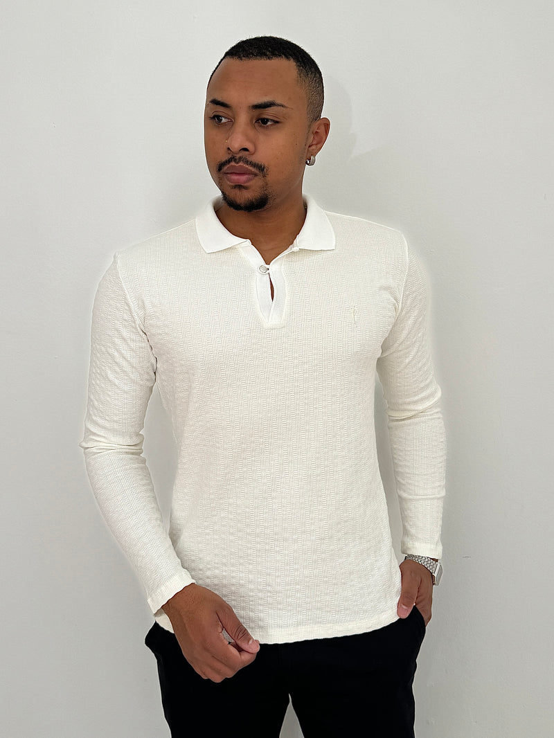 Camisa Polo Manga Longa All White - Zip Off