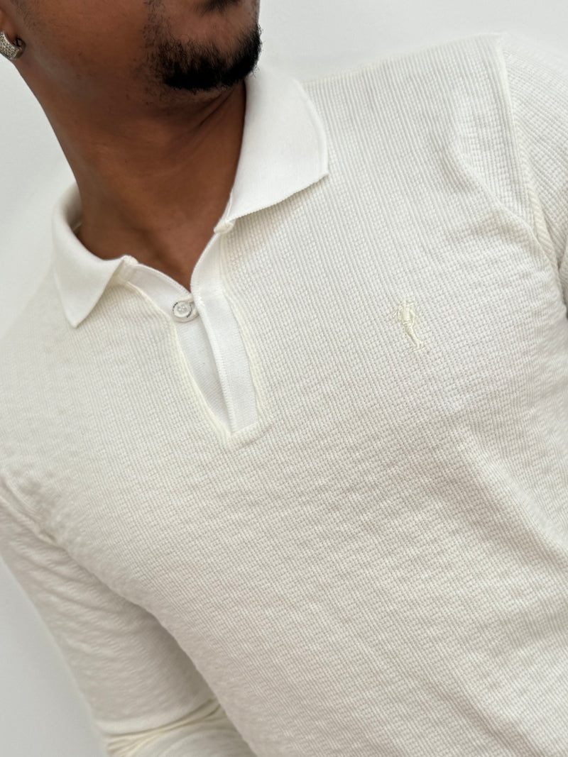 Camisa Polo Manga Longa All White - Zip Off