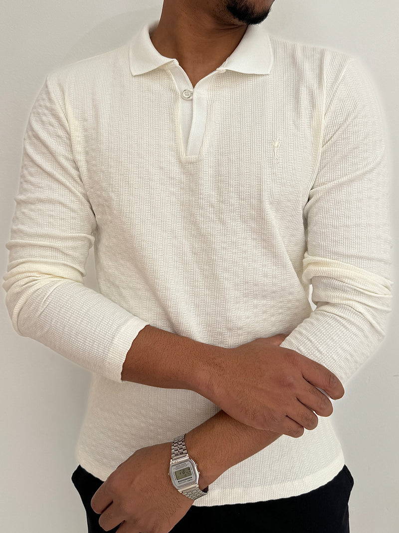 Camisa Polo Manga Longa All White - Zip Off