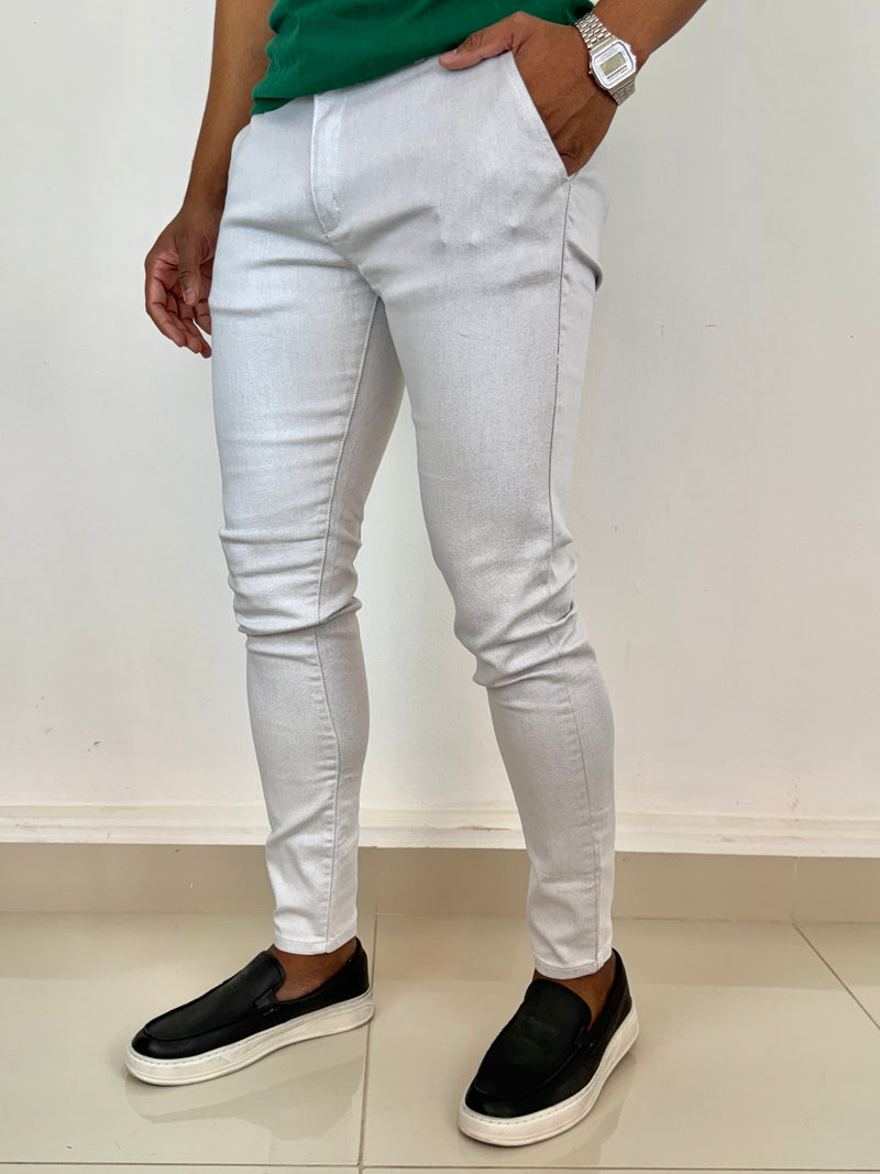 Calça Alfaiataria Skinny Cinza Claro - Zikani