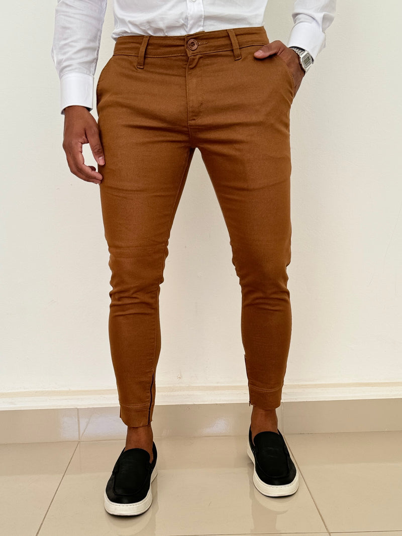 Calça Alfaiataria Skinny Caqui - Zip Off