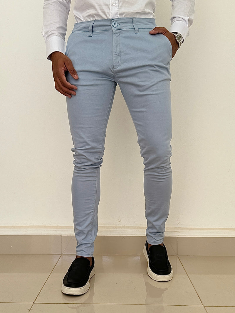 Calça Alfaiataria Skinny Azul Bebê - Zip Off