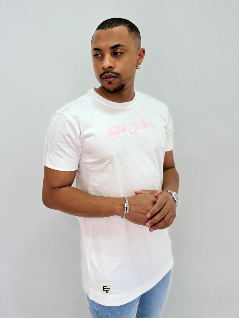 Camiseta Culture Branca e Rosa - Effel