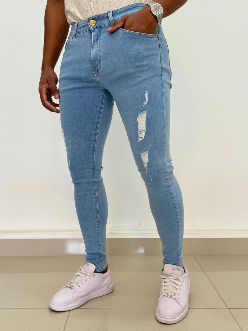 Calça Jeans Skinny Delave Rasgos - Zip Off