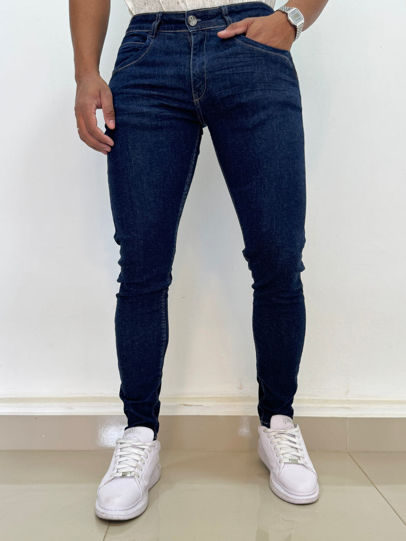 Calça Jeans Skinny Escura - Zip Off