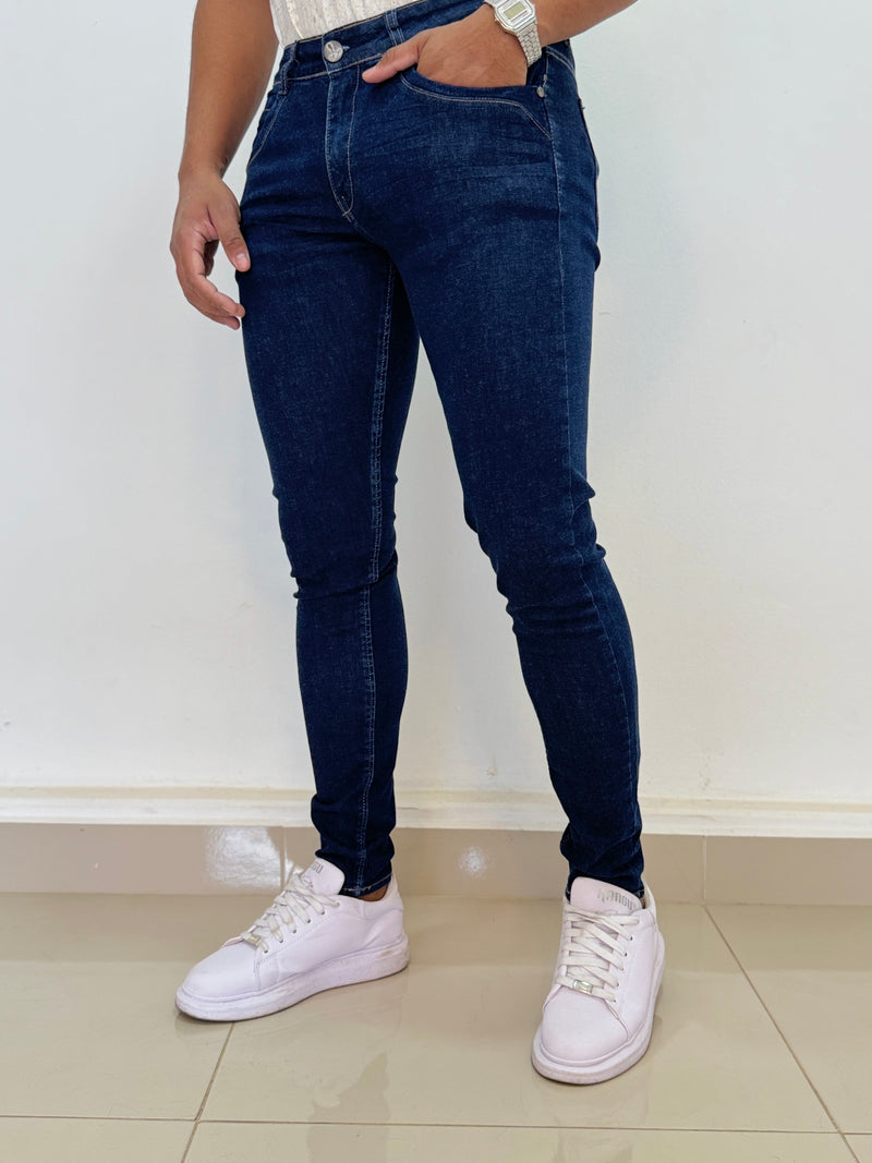 Calça Jeans Skinny Escura - Zip Off