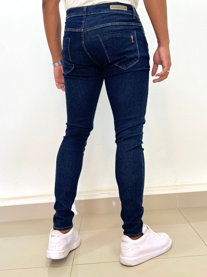 Calça Jeans Skinny Escura - Zip Off