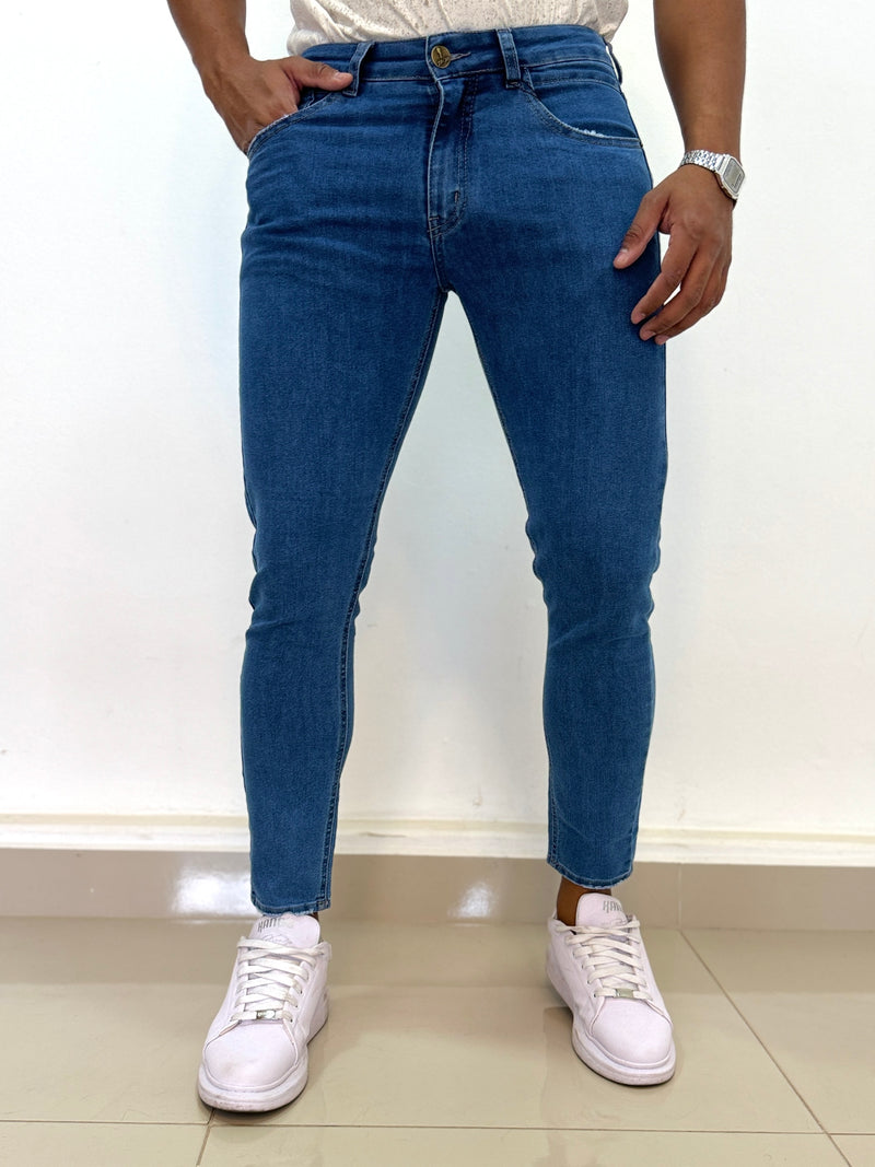 Calça Jeans Slim Cropped - Zip Off