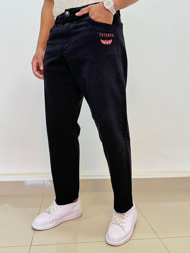 Calça Jeans Cargo Heart Preta - Totanka