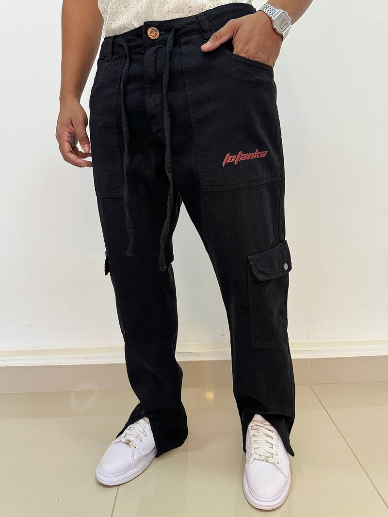 Calça Jeans Cargo Preta - Totanka