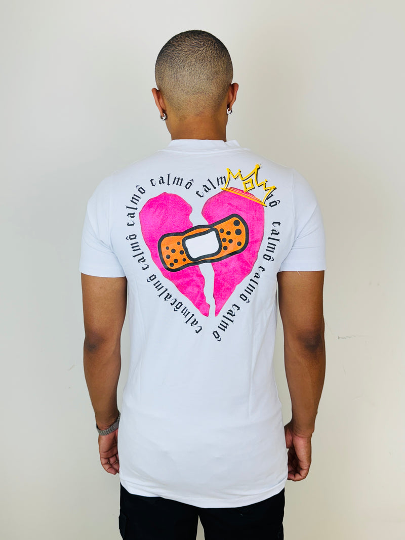 Camiseta Long Heart Broke Branca  - Calmô