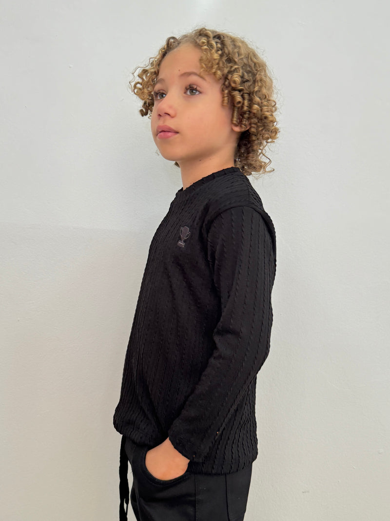 Suéter Trançado Kids Preto - Ab Fashion Kids