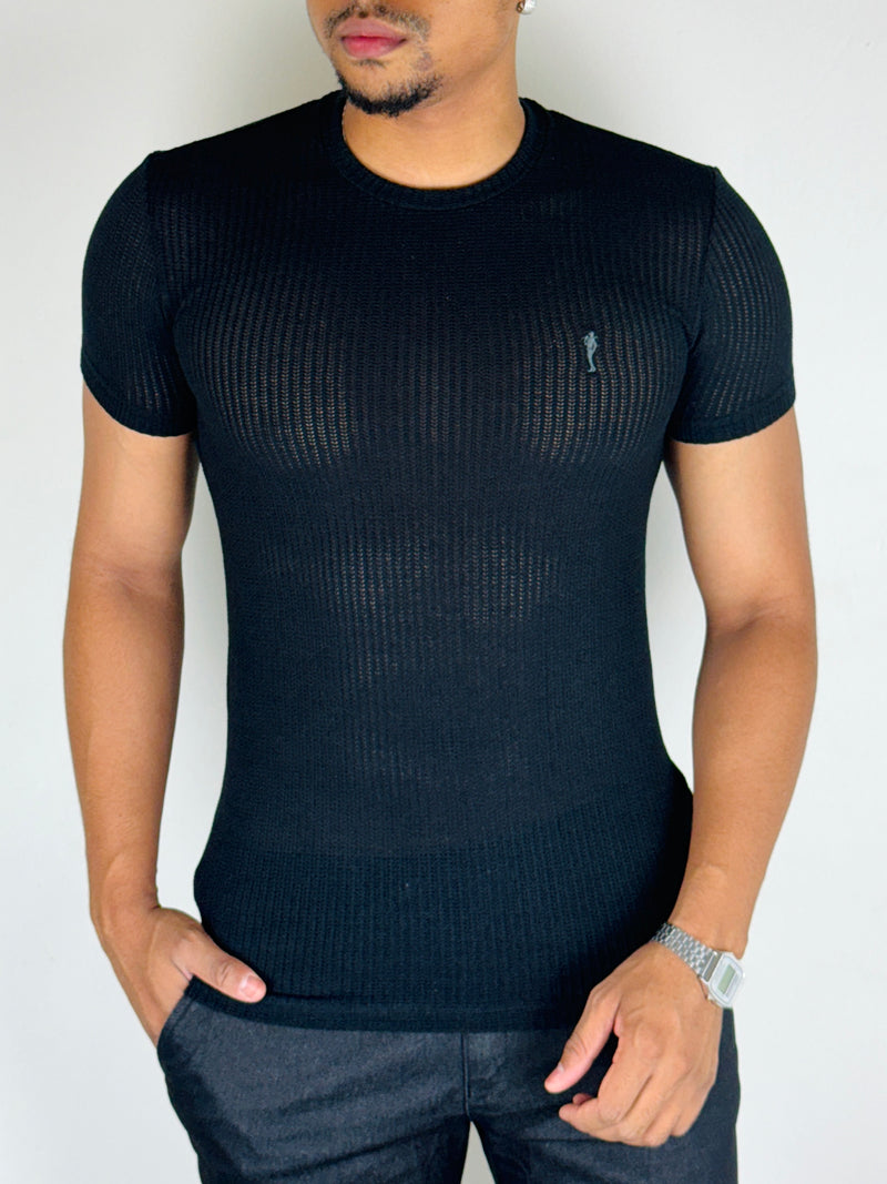 Camiseta Tricot Preta - Zip Off