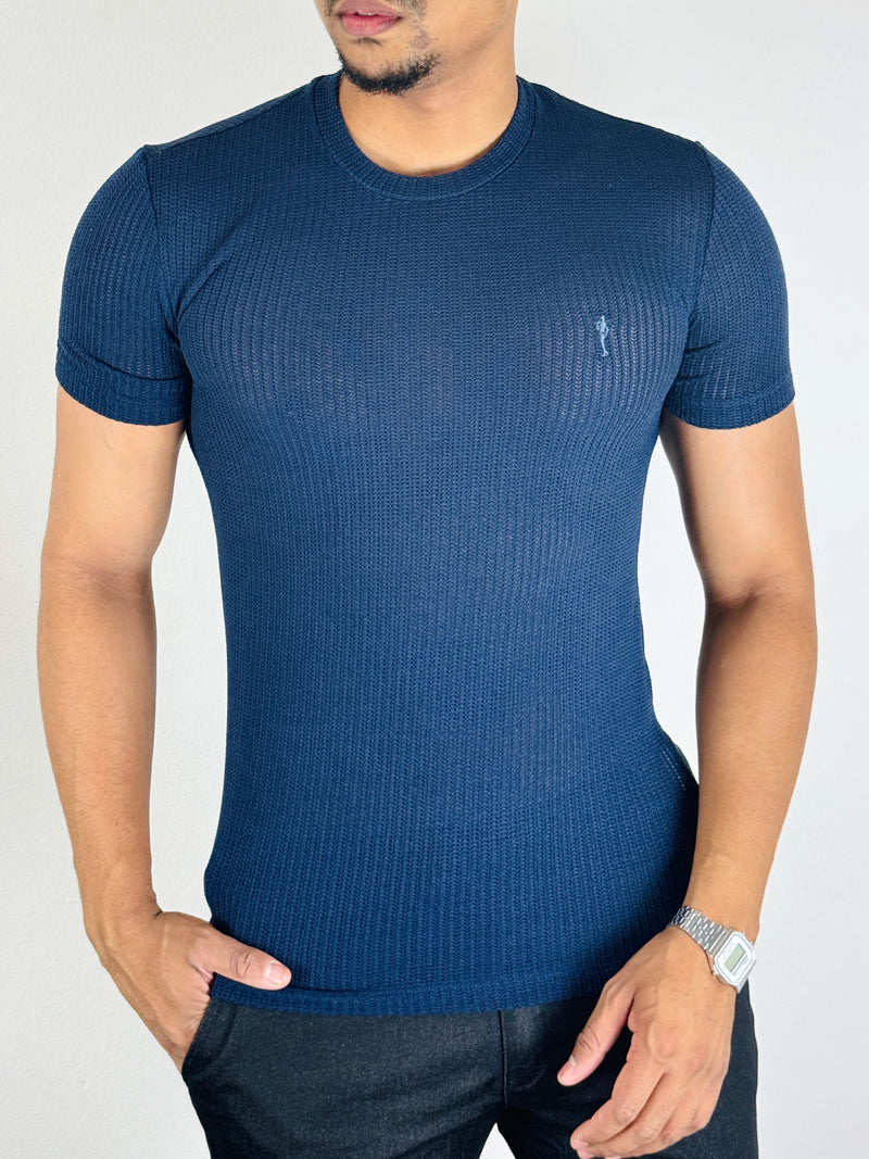 Camiseta Tricot Marinho - Zip Off